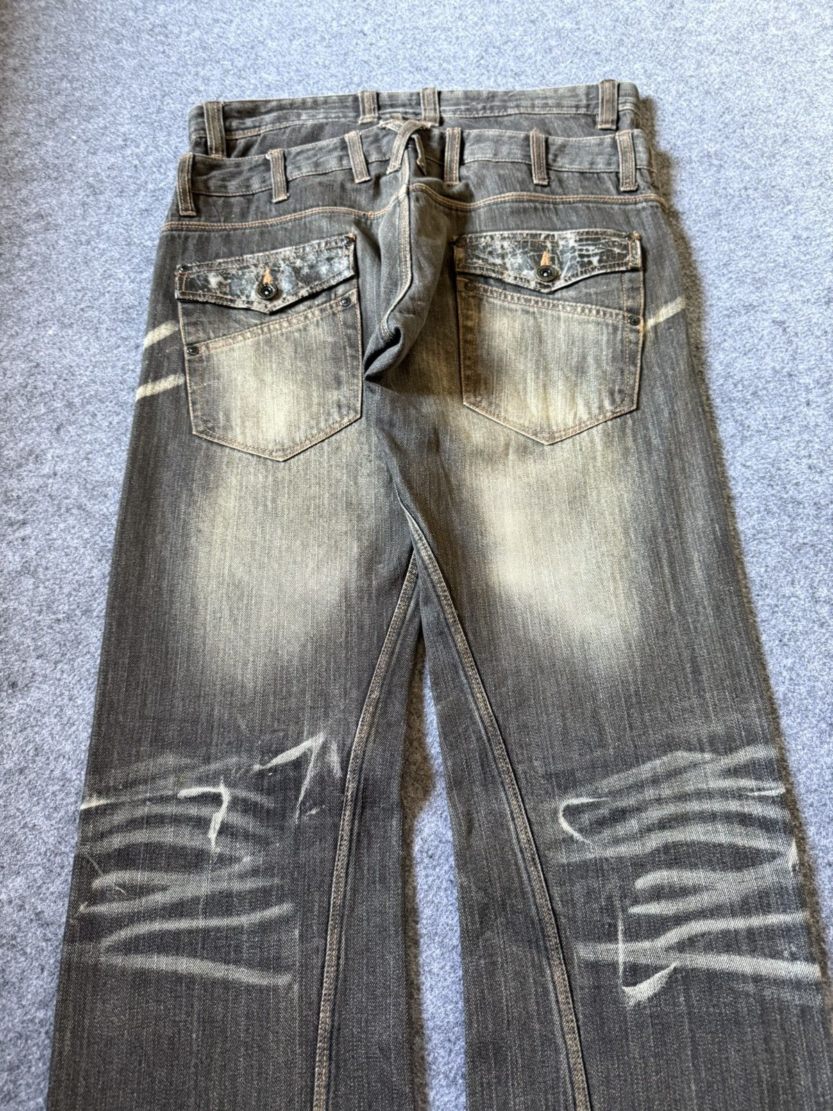If Six Was Nine Double Focus Japan Asymmetrical Double Waist Flared Jeans Size US 30 / EU 46 - 6 Thumbnail