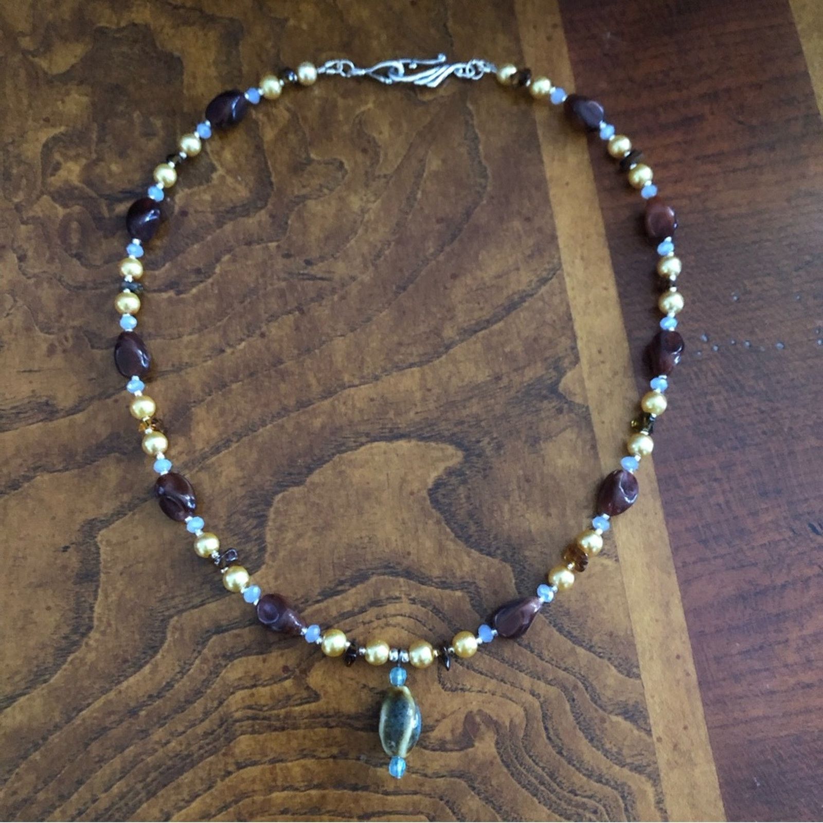 Handmade Handcrafted repurpose Czech glass pearl beaded necklace Size ONE SIZE - 9 Thumbnail