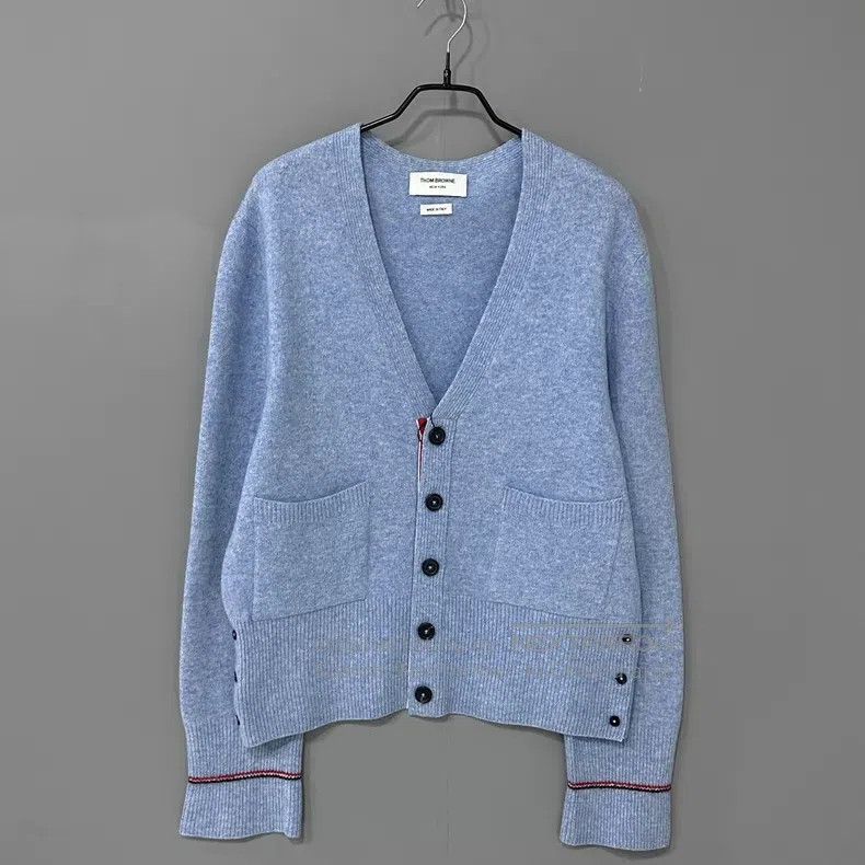 Thom Browne Thom Browne Blue Knit Cashmere Cardigan Size US M / EU 48-50 / 2 - 1 Thumbnail