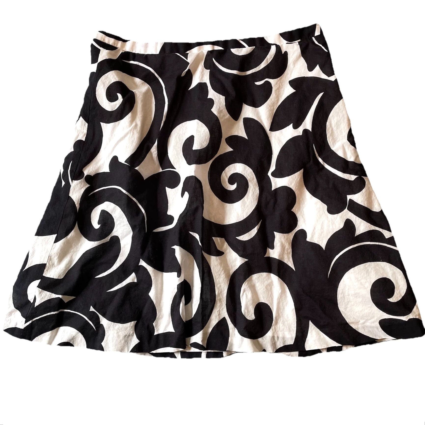 J.Crew J.CREW Black White Scroll Print Swirls Skirt Zip 100% Cotton Lined Size 4 Womens Skirt Above Knee Vintage: No Size 27" / US 4 / IT 40 - 7 Thumbnail