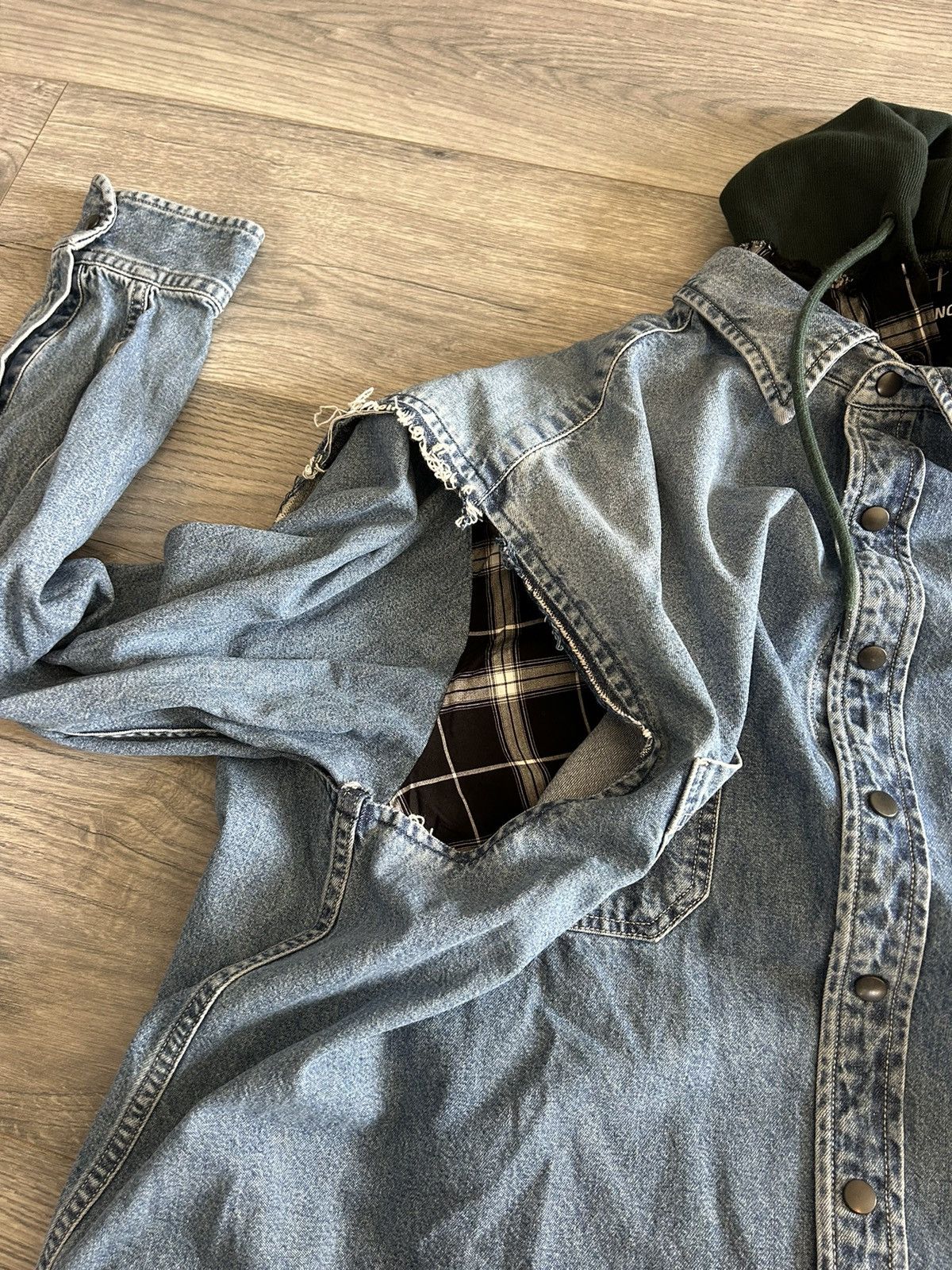 Balenciaga Layered Denim and Flannel Shirt w/ Removable Denim Vest Size US M / EU 48-50 / 2 - 11 Thumbnail