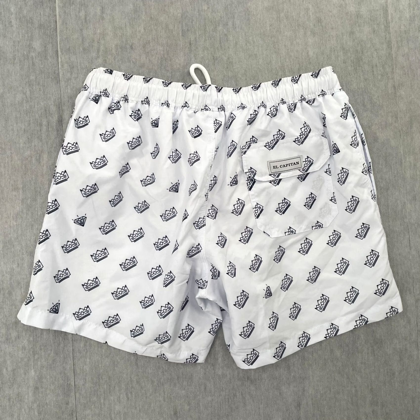Vintage El Capitan Shorts Adult Medium White Swimwear Board Crown Print Lined Mens Size US 31 - 2 Thumbnail