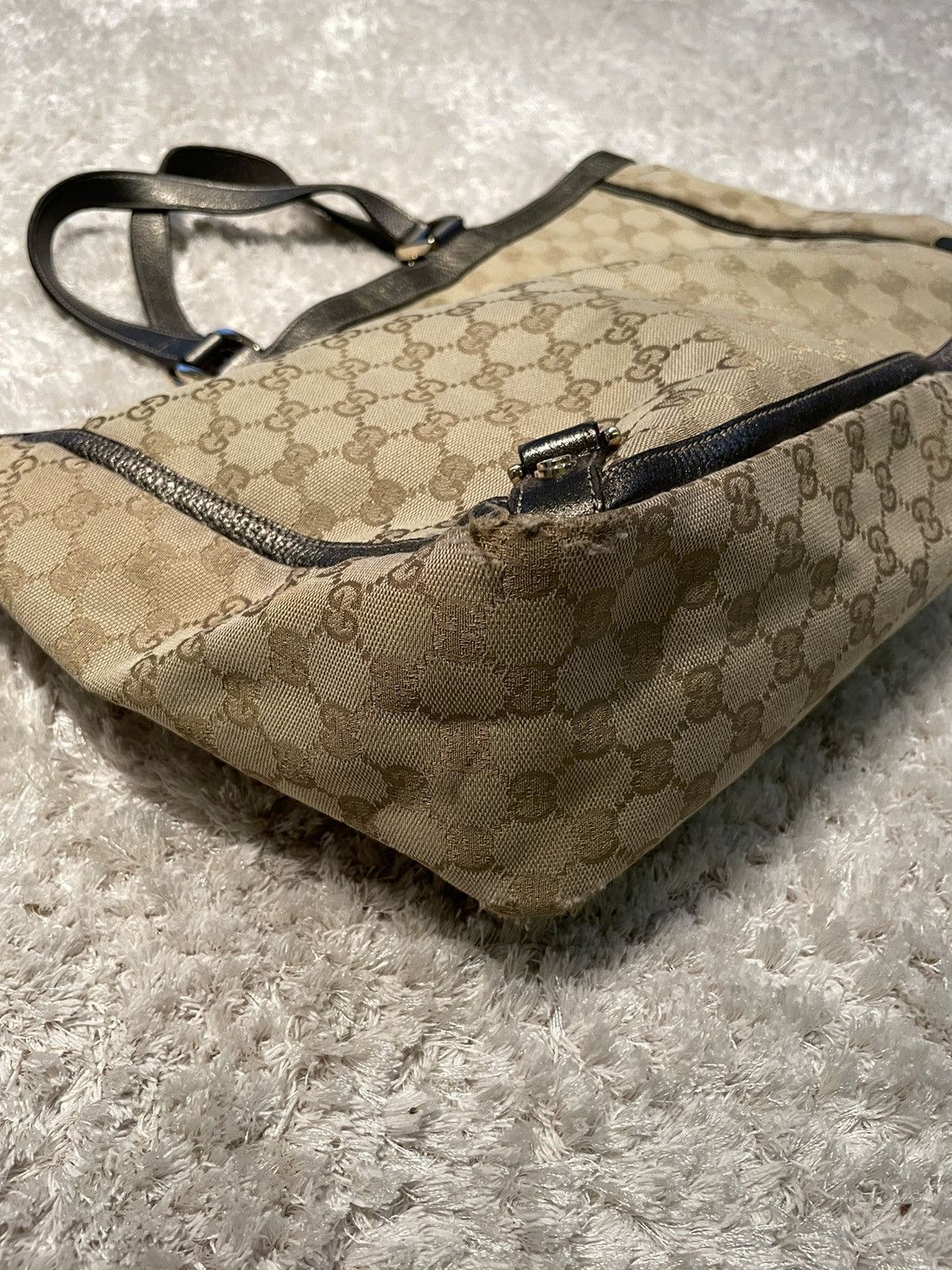 Gucci × Vintage 💎 Gucci Abbey Canvas D-Ring Monogram Vintage Handle Bag Size ONE SIZE - 7 Thumbnail