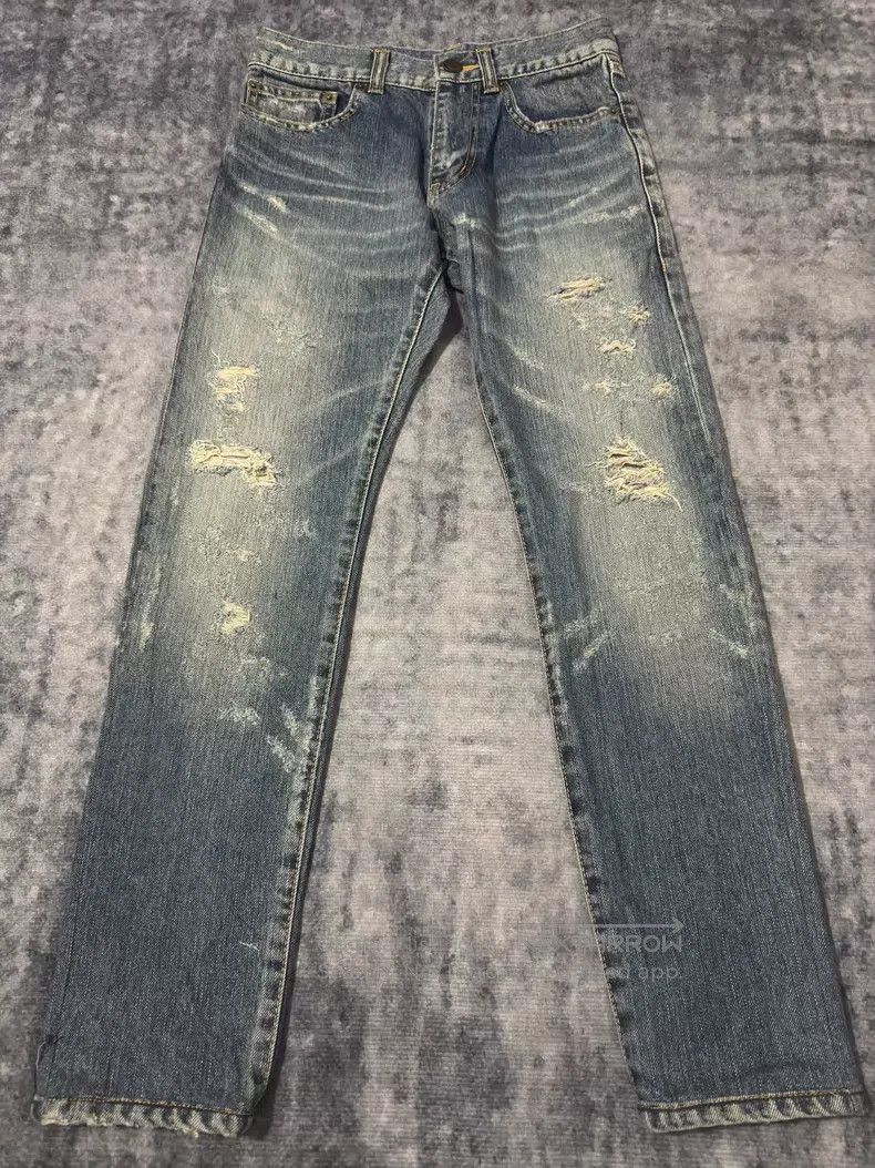 Saint Laurent Paris Saint Laurent Paris Ghost Claw Destroyed Big Ripped Denim Size US 26 / EU 42 - 1 Thumbnail