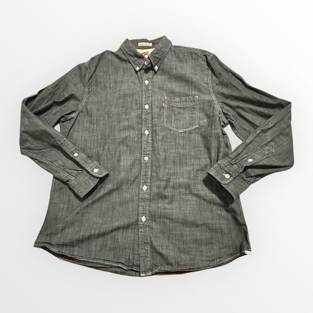 Levi's Levi’s Men’s Button Down Shirt XL Black Gray Chambray Long S Size US XL / EU 56 / 4 - 5 Thumbnail