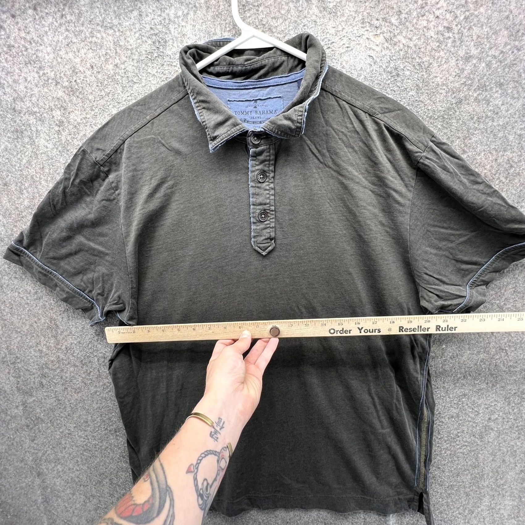 Tommy Bahama Tommy Bahama Jeans Polo Shirt Mens XL Green Solid Contrast Trim Cotton Casual Shirt Size US XL / EU 56 / 4 - 4 Thumbnail