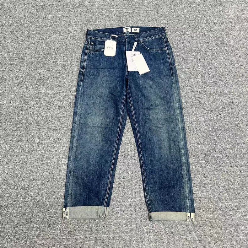 Dior Dior Boyfriend-style blue webbing rolled jeans Size US 32 / EU 48 - 1 Thumbnail