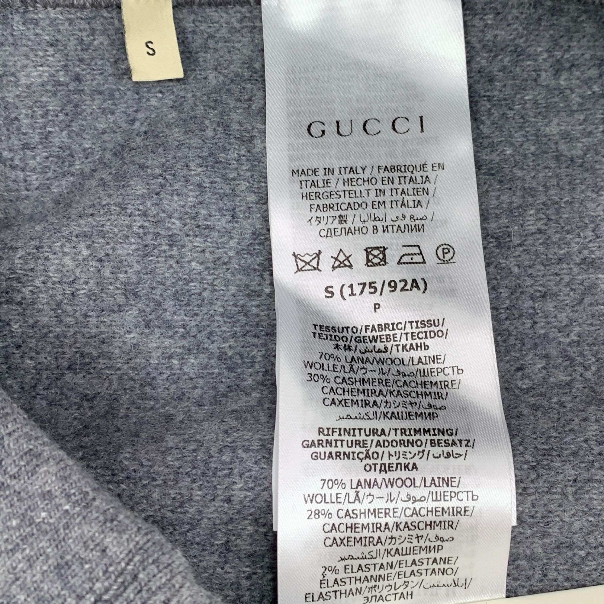 Gucci GUCCI Grey Wool & Cashmere Hooded Sweatshirt With Navy & Red Size S / US 4 / IT 40 - 5 Thumbnail