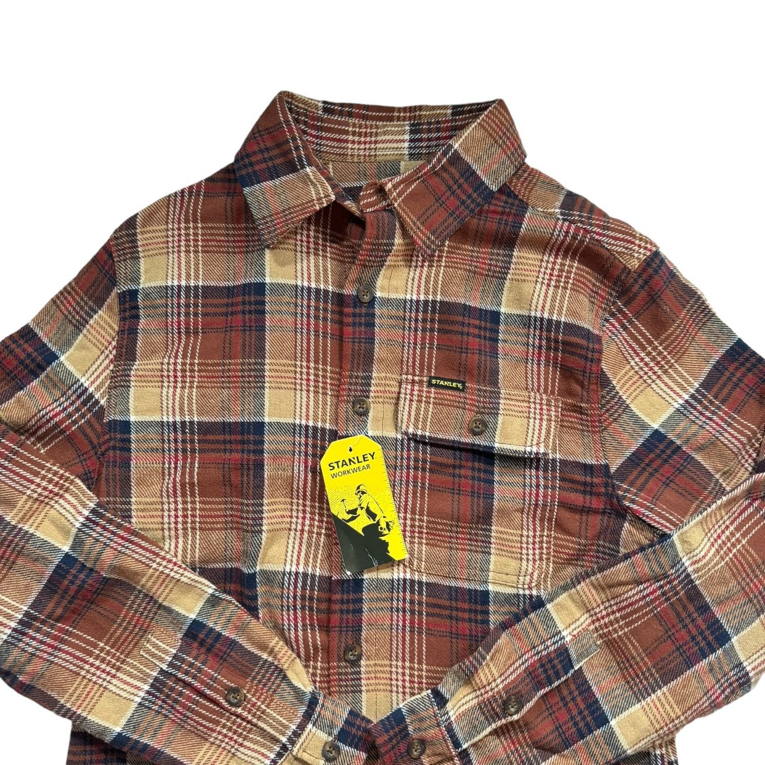 Other Stanley Tools Brown and Tan Plaid Flannel Shirt Small NWT Size US S / EU 44-46 / 1 - 1 Thumbnail