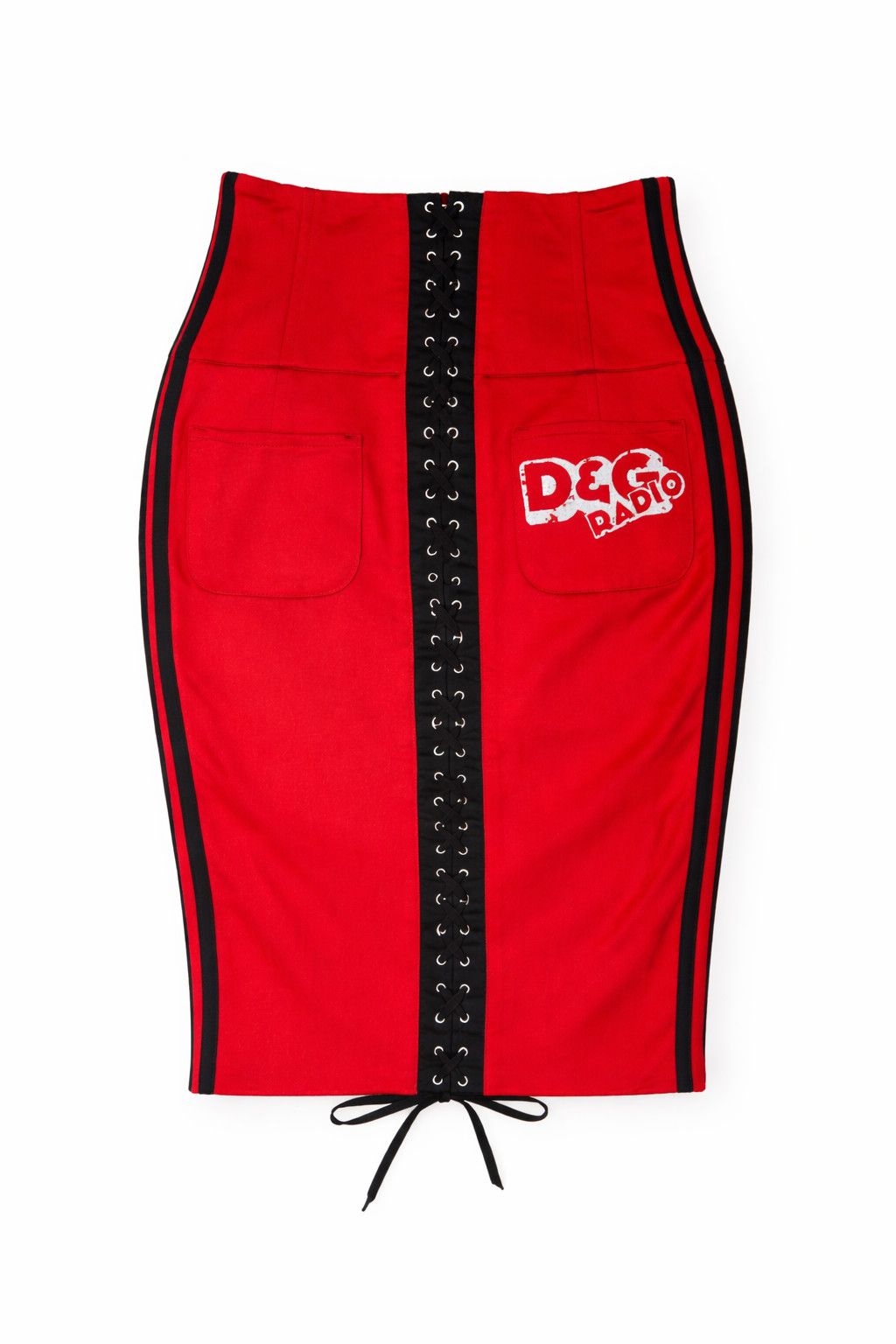 Dolce & Gabbana Dolce & Gabbana Lace Up Corset Y2K D&G Radio Logo Midi Skirt Size 25" / US 0 / IT 36 - 8 Thumbnail