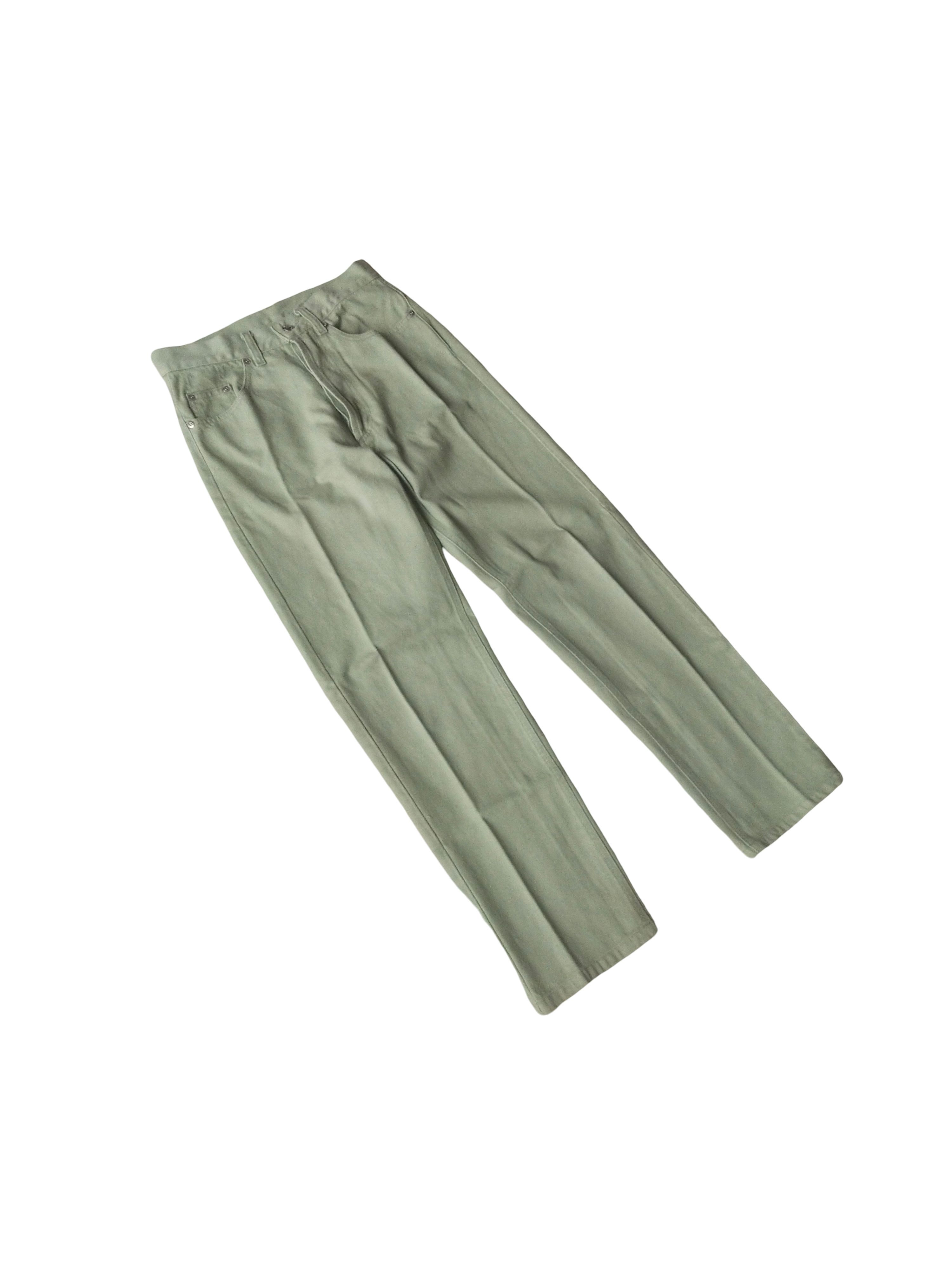 United Colors Of Benetton 1990s Benetton Made in Italy Sage Green Denim Jeans Size US 28 / EU 44 - 2 Thumbnail