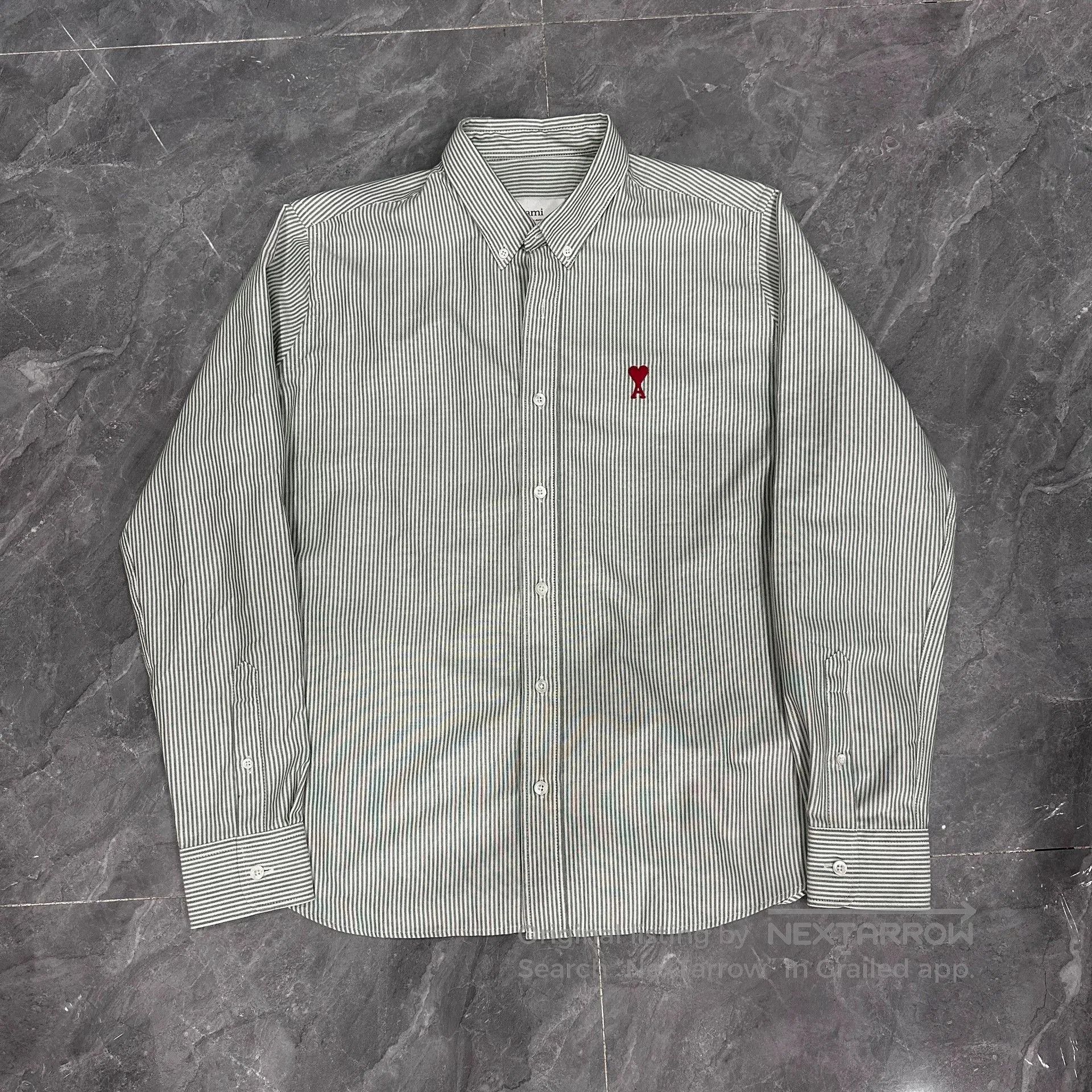 AMI Green Striped Long Sleeve Shirt. Size US XL / EU 56 / 4 - 1 Thumbnail