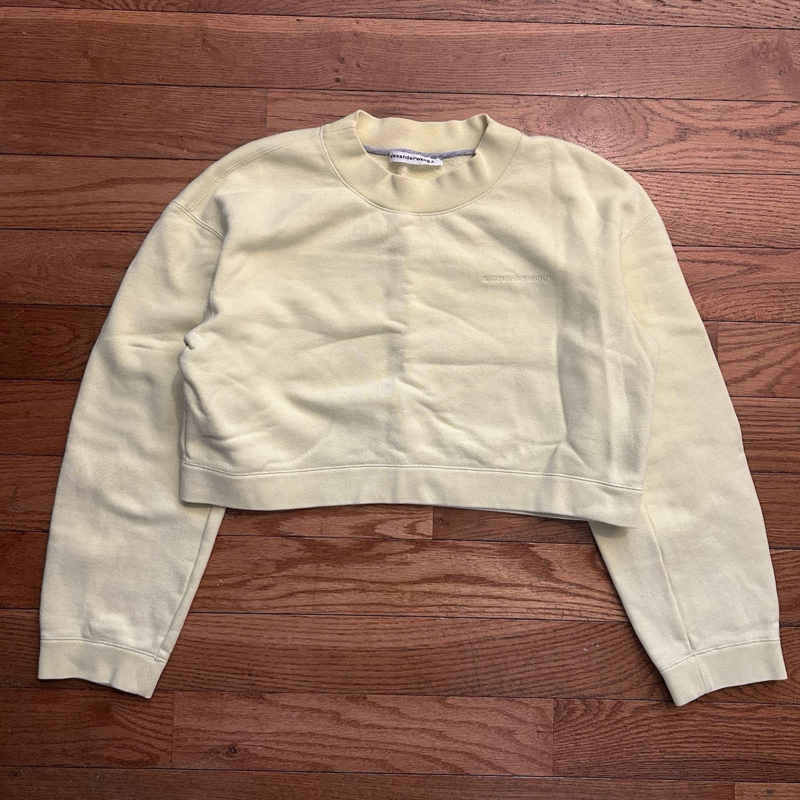 Alexander Wang Cropped Yellow Fleece Pullover Sweatshirt Small Size S / US 4 / IT 40 - 1 Thumbnail