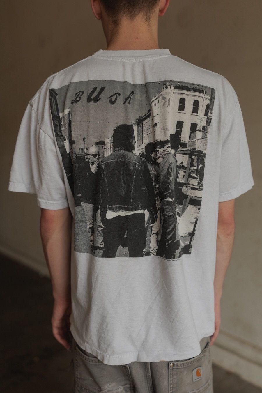 Vintage 1995 FADED Bush Band Rare White Tee Size L Size US L / EU 52-54 / 3 - 3 Thumbnail