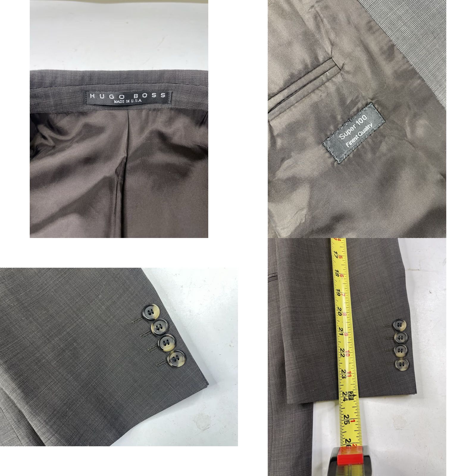 Hugo Boss VINTAGE Hugo Boss Men’s 40S 2pc Pant Suit Brown Plaid Pleated Cuffed Pants USA Size 40R - 9 Thumbnail