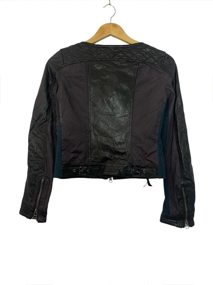 5351 POUR LES HOMMES × Japanese Brand 5351 Pour Les Femmes Cropped Leather Hybrid Jacket Size XS / US 0-2 / IT 36-38 - 2 Thumbnail