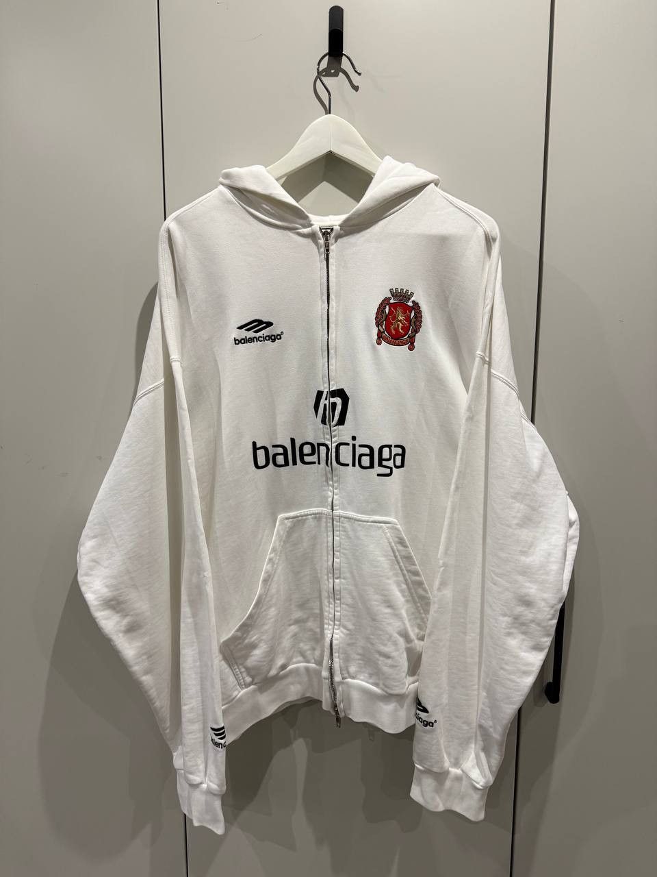 Balenciaga Balenciaga Paris Soccer Zip Up Hoodie White | Grailed