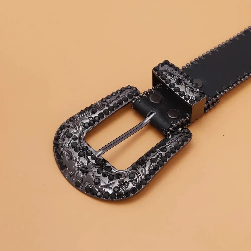 Leather PU Leather Strap with Cross diamond Belts Size ONE SIZE - 3 Thumbnail