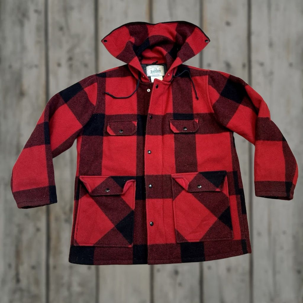 Johnson Woolen Mills VINTAGE Johnson Woolen Mills Buffalo Plaid Hooded Wool Hunting Jacket 44 Mens Jacket Size US S / EU 44-46 / 1 - 1 Thumbnail