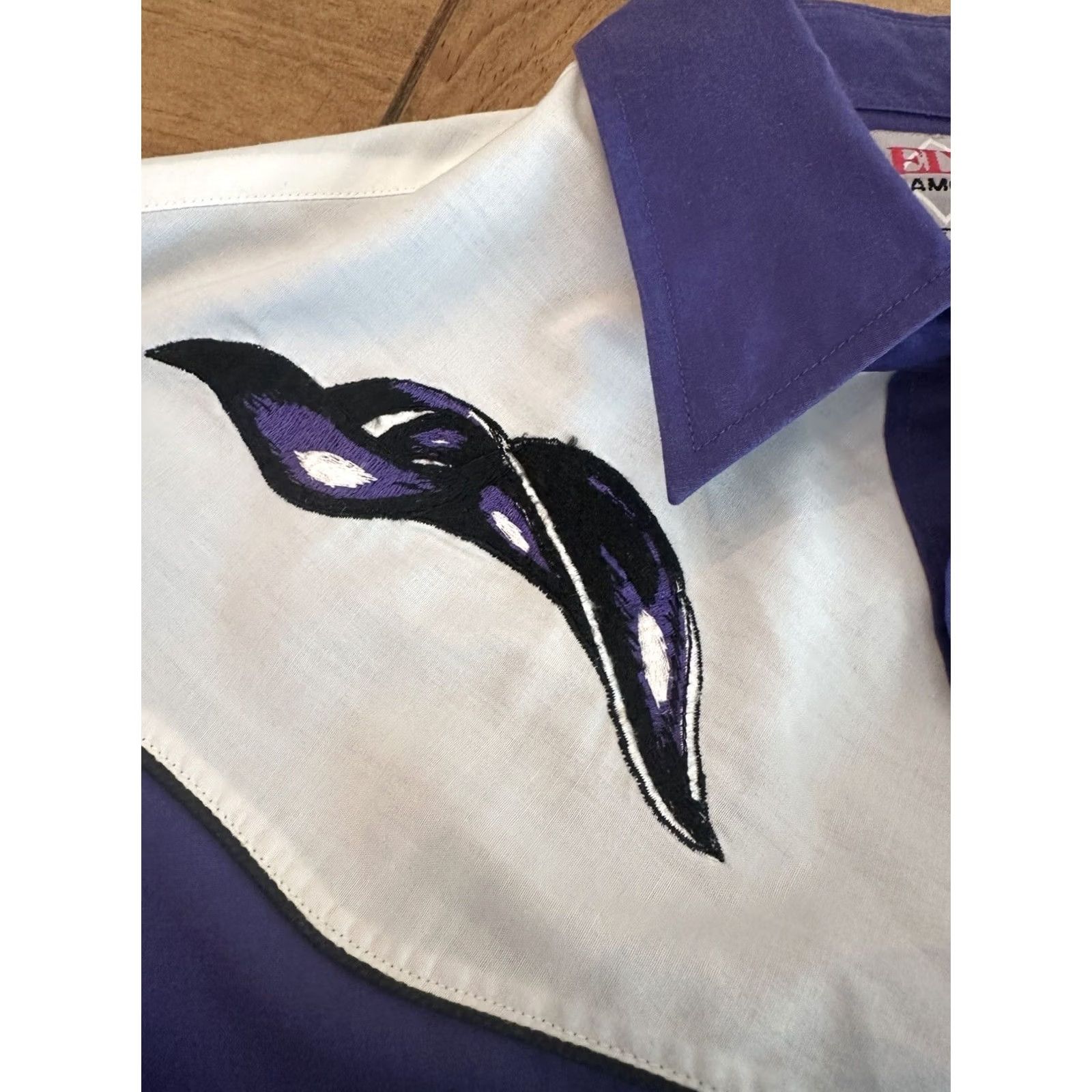 Vintage VINTAGE Pearl Diamond Shirt Mens LG Purple Pearl Snap Western Rodeo Men Size US L / EU 52-54 / 3 - 5 Thumbnail