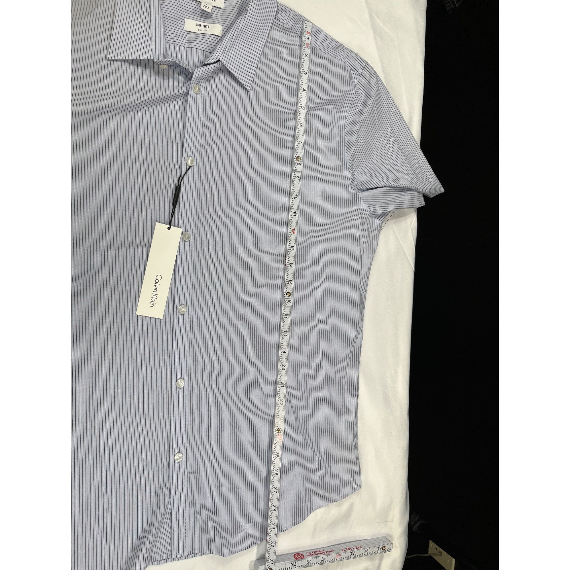 Calvin Klein Calvin Klein SKU 7655 Mens Light blue Striped Dress Shirt Si Size US XL / EU 56 / 4 - 5 Thumbnail