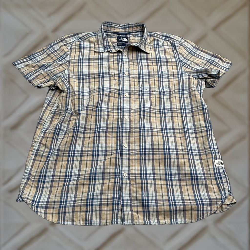 The North Face The North Face Plaid Shirt Mens XL Blue Brown Short Sleeve Casual Outdoor Top Size US XL / EU 56 / 4 - 1 Thumbnail