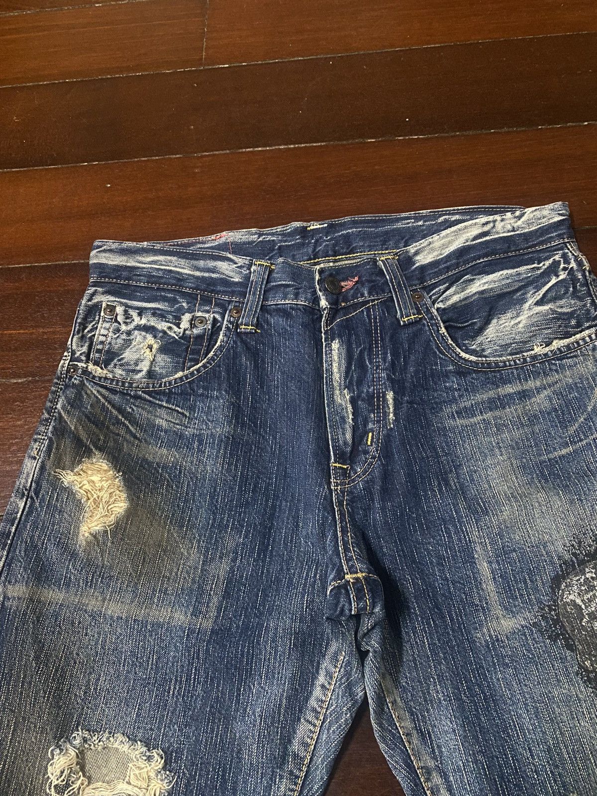 Edwin Rare Vintage Edwin 504 Clawmark Distressed Faded rusty Size US 34 / EU 50 - 9 Thumbnail