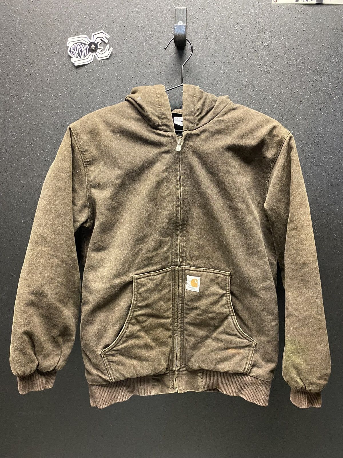 image of Carhartt Hooded Zip Up Jacket in Brown, Men's (Size Small)