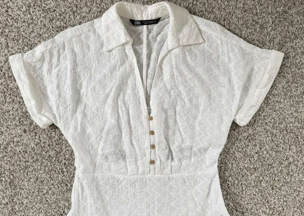 Zara ZARA Shirt Dress Cutwork Embroidery Midi White Tier size S Size S / US 4 / IT 40 - 5 Thumbnail
