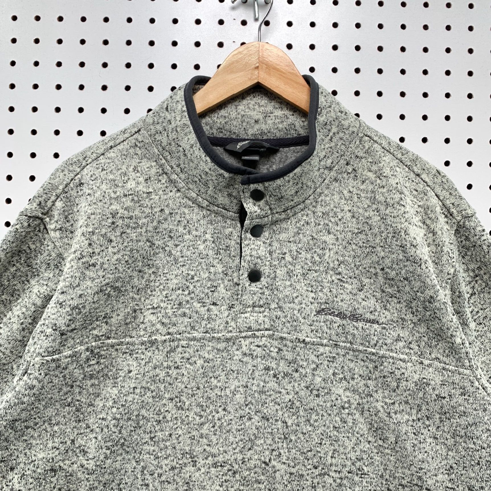 Eddie Bauer Eddie Bauer Pullover Sweater Gray XL Mock Neck Long Sleeve Men's 1/4 Snap Knit Size US XL / EU 56 / 4 - 2 Thumbnail