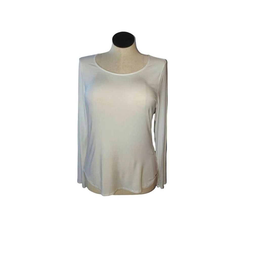 Calvin Klein Calvin Klein Women's Size L Long Sleeve White Tee Shirt Size L / US 10 / IT 46 - 1 Thumbnail
