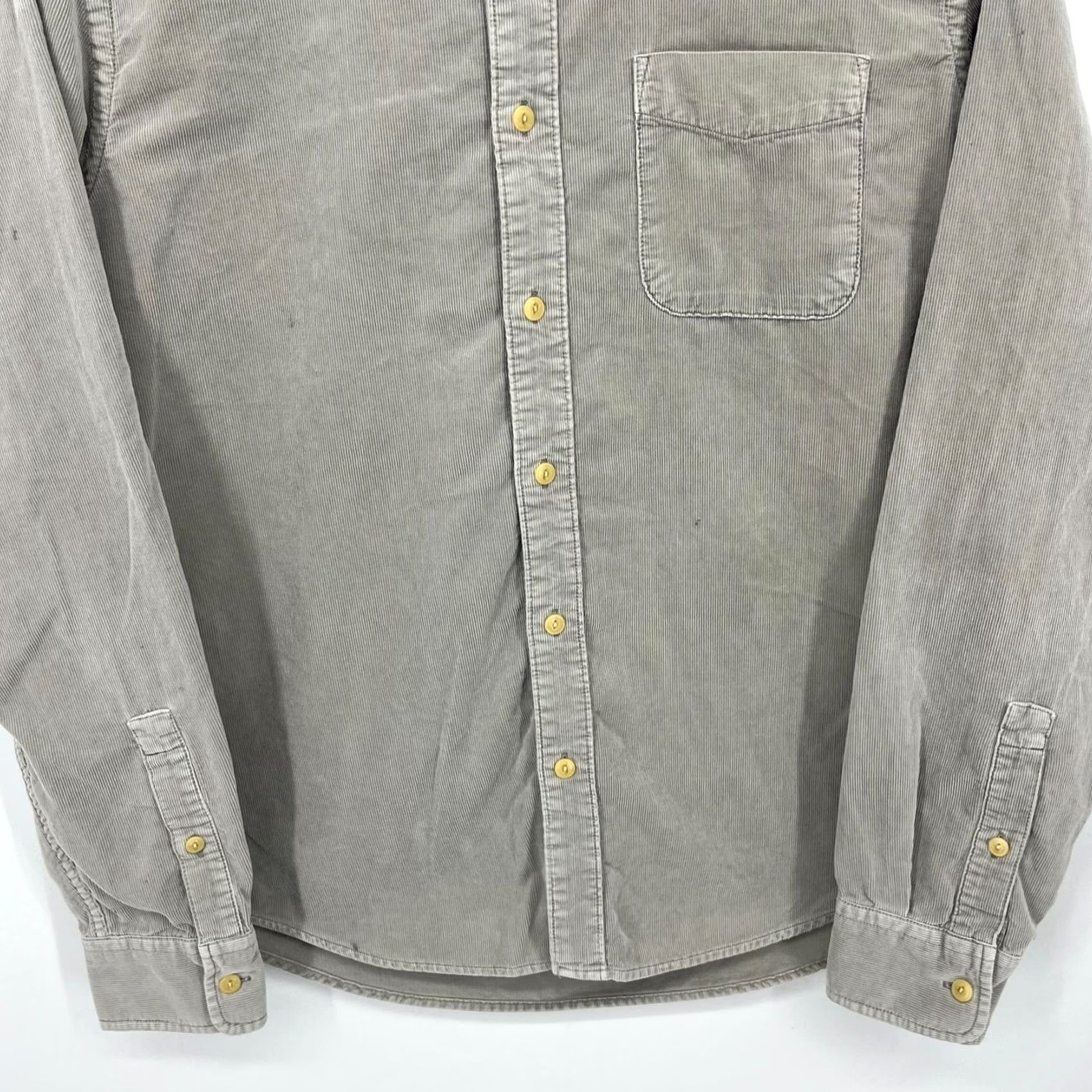 Lucky Brand Lucky Brand Long Sleeve Button-Up Shirt M Gray Corduroy Classic Fit Men Size US M / EU 48-50 / 2 - 3 Thumbnail
