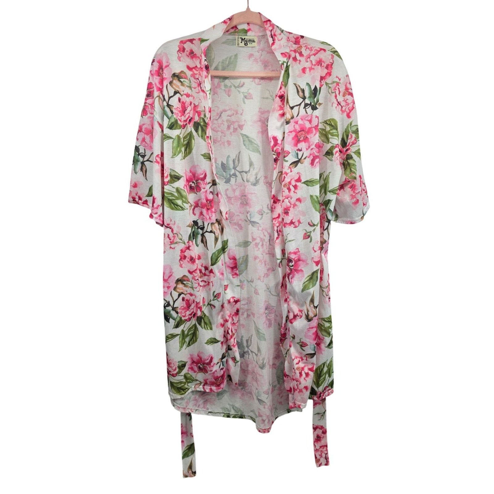 Show Me Your MuMu Show Me Your Mumu Floral Kimono Robe Polyester Pink & Green Size ONE SIZE - 2 Thumbnail
