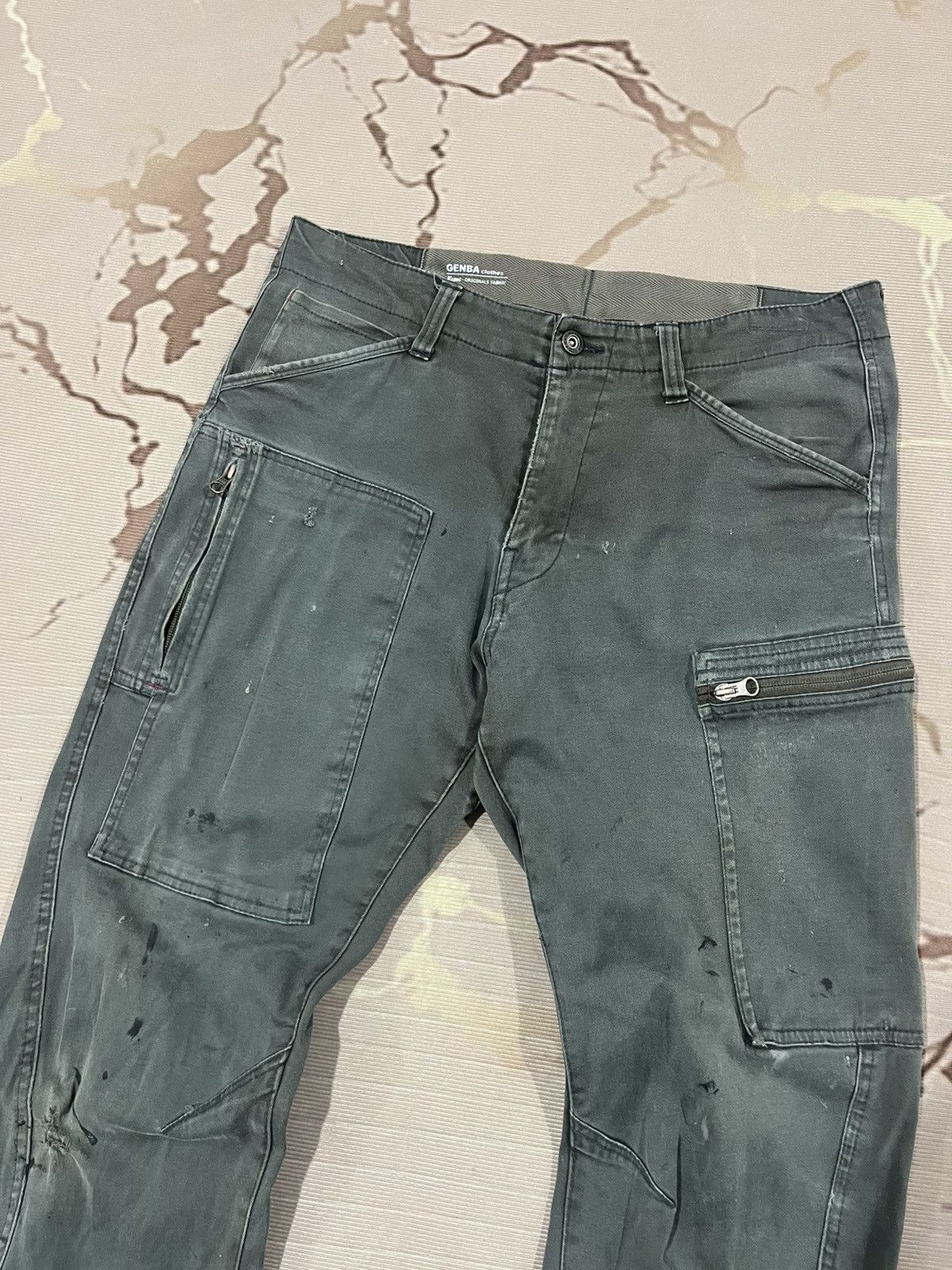 Japanese Brand Genba Xebec Work Pants Distressed Cargo Utility Size US 33 - 2 Thumbnail