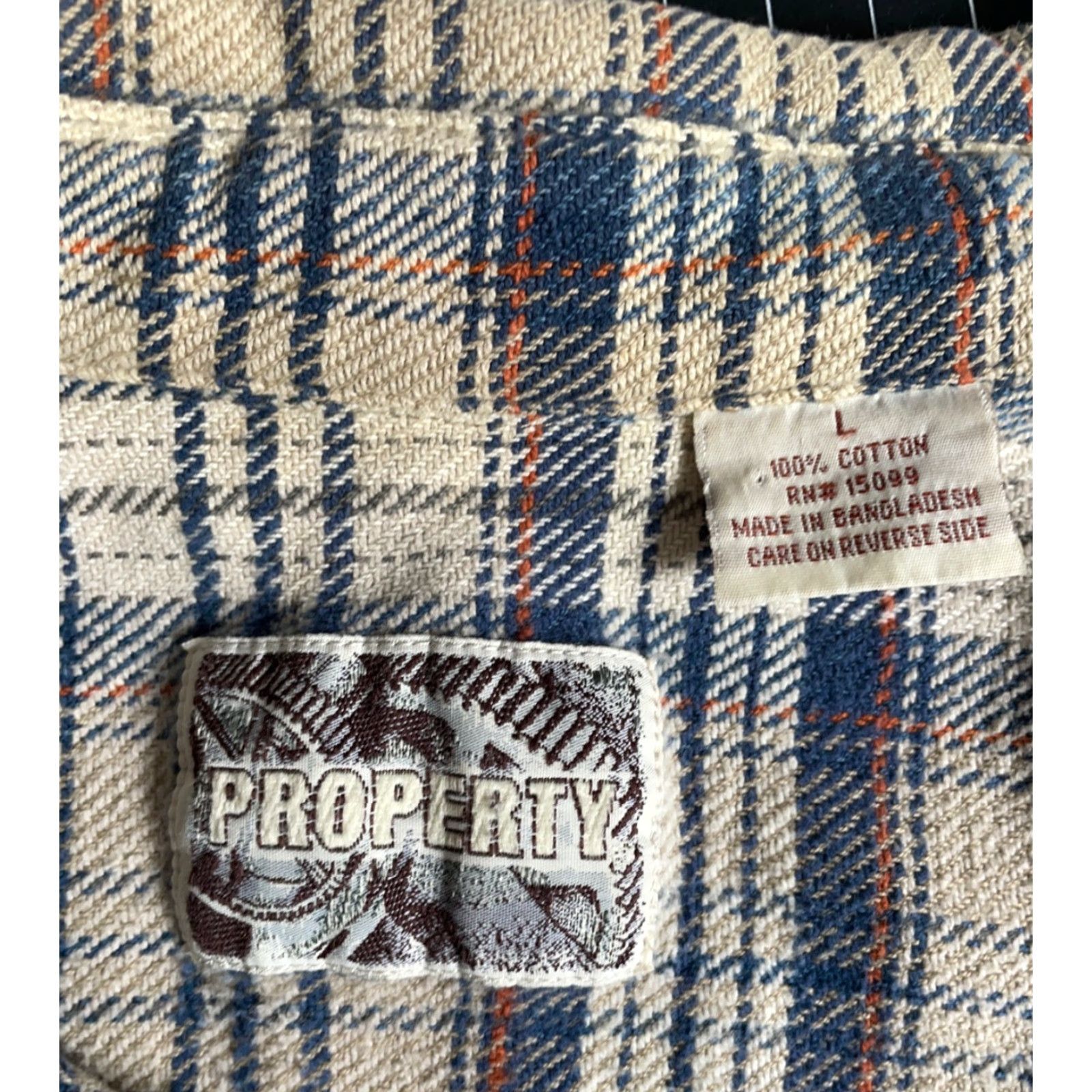 Propper VINTAGE Property 90s Zip Up Flannel Shirt Men Large Gray Beige Plaid Grunge Workwear Size US L / EU 52-54 / 3 - 3 Thumbnail