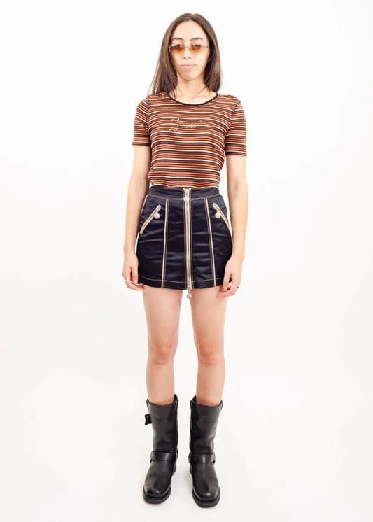 Moschino Vintage 90's Moschino shiny mini skirt heart-shaped zip Y2K Size 30" / US 8 / IT 44 - 2 Thumbnail