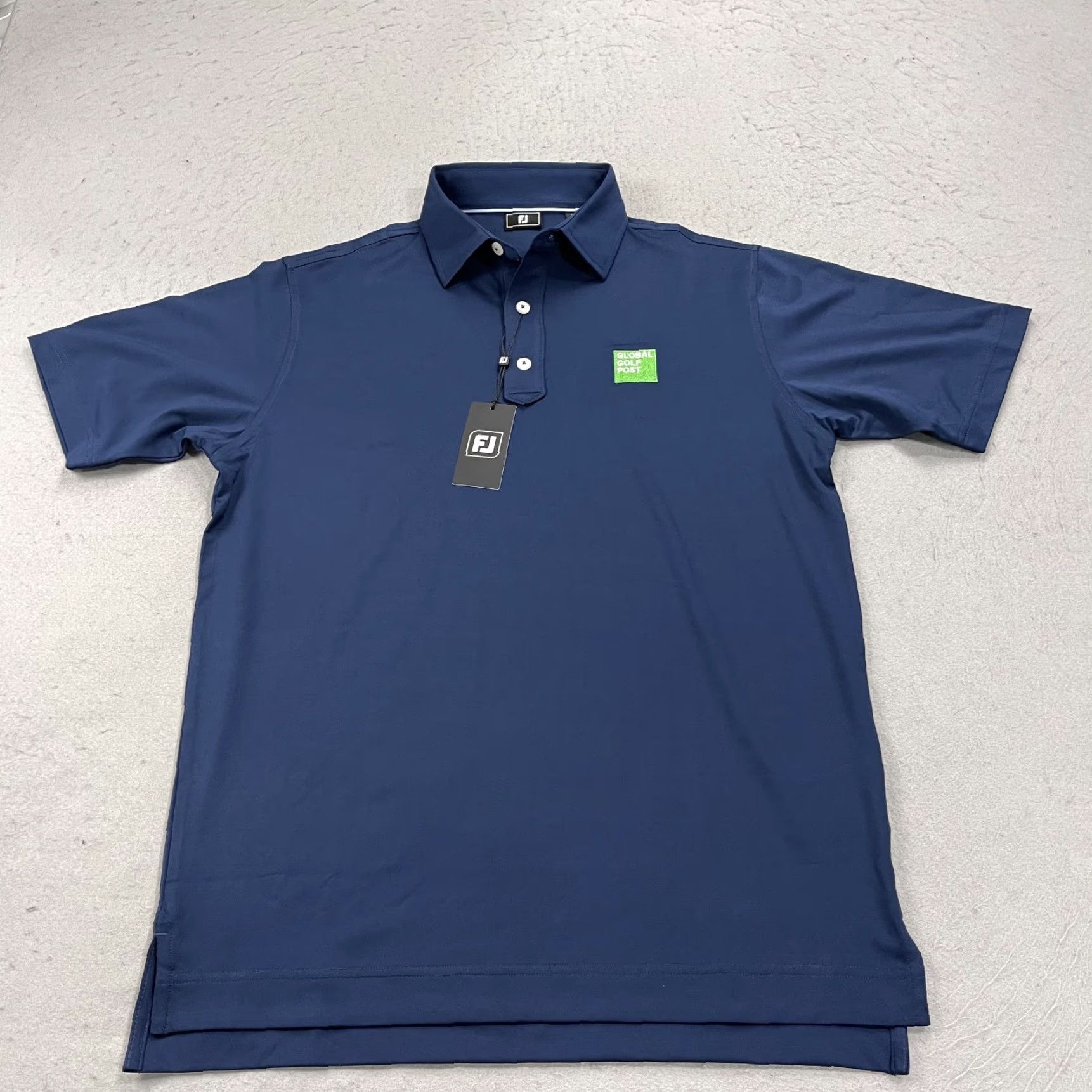 Footjoy FootJoy Polo Shirt Mens Small Blue Global Golf Post Logo Lisle Stretch NWT Size US S / EU 44-46 / 1 - 2 Thumbnail