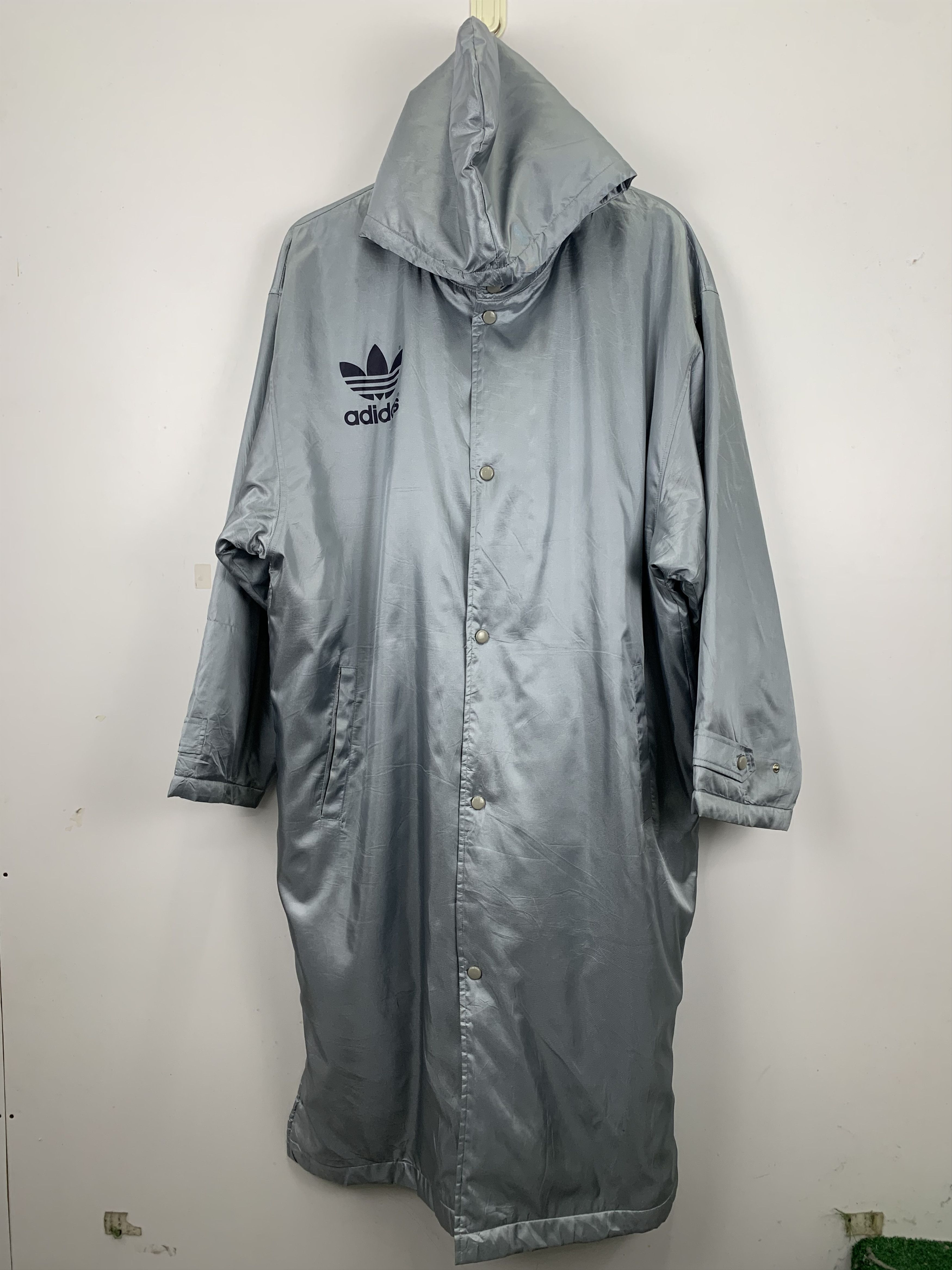 Adidas Vintage 90s Adidas Trefoil Long Jacket J0844 Size US L / EU 52-54 / 3 - 3 Thumbnail