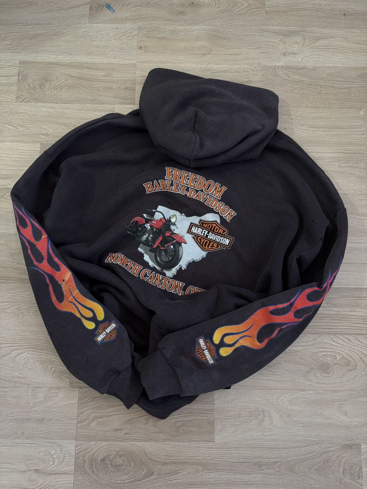 Harley Davidson Harley Davidson Flame Distressed Zip Hoodie Size US XL / EU 56 / 4 - 9 Thumbnail