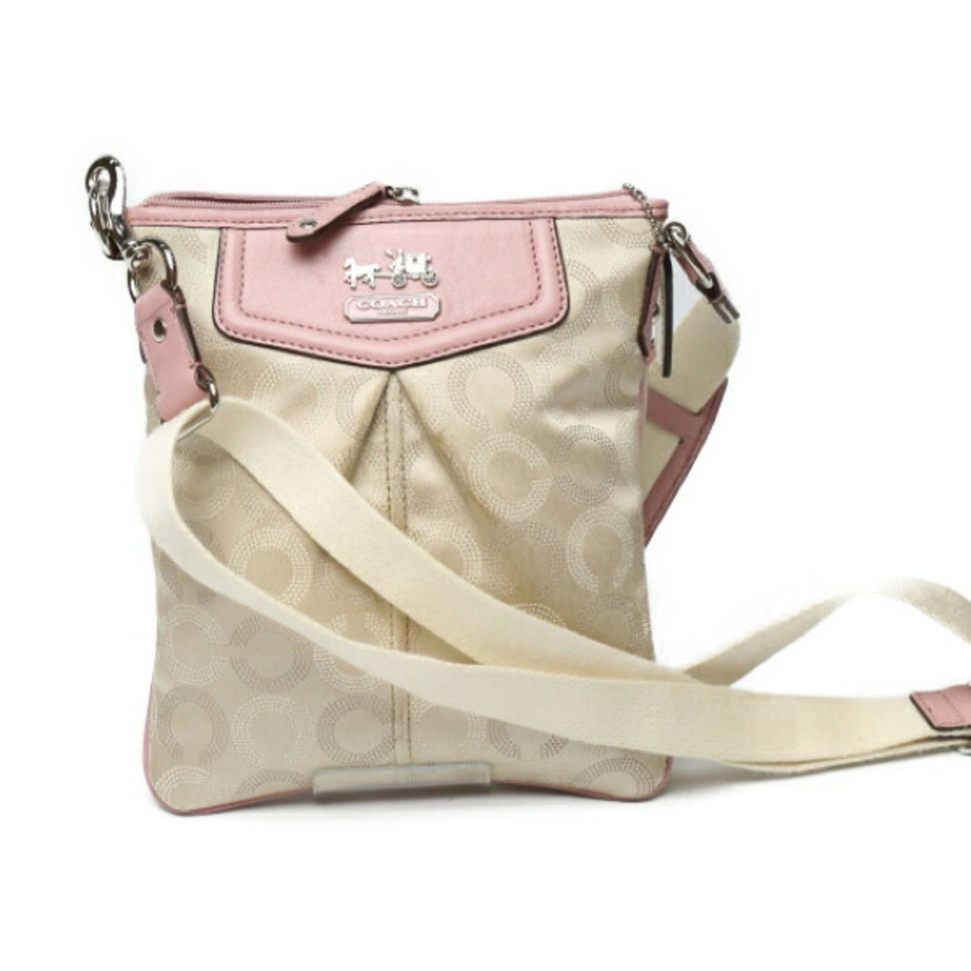 image of Coach Swing Madison Dot Op Art Crossbody Bag 44394 Coach Beige X Pink Shoulder, Women's