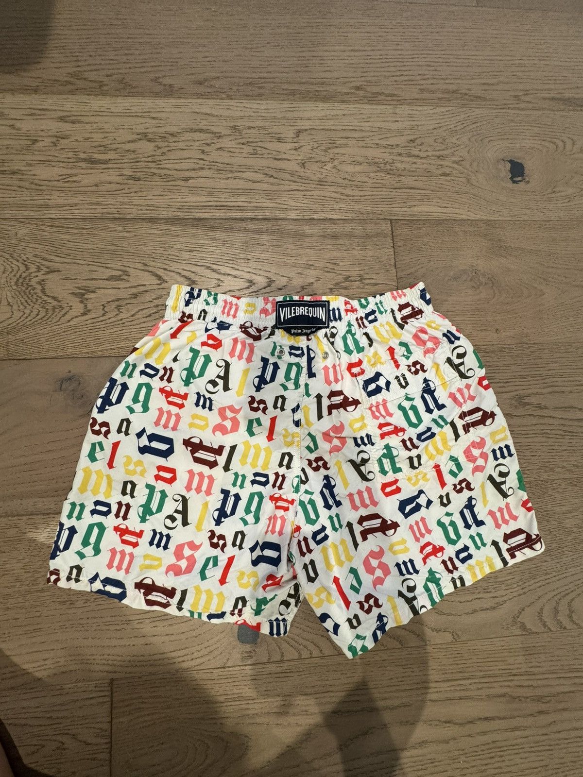 Palm Angels Palm Angels Monogram Logo Swim Shorts White Multi M Size US 33 - 10 Thumbnail