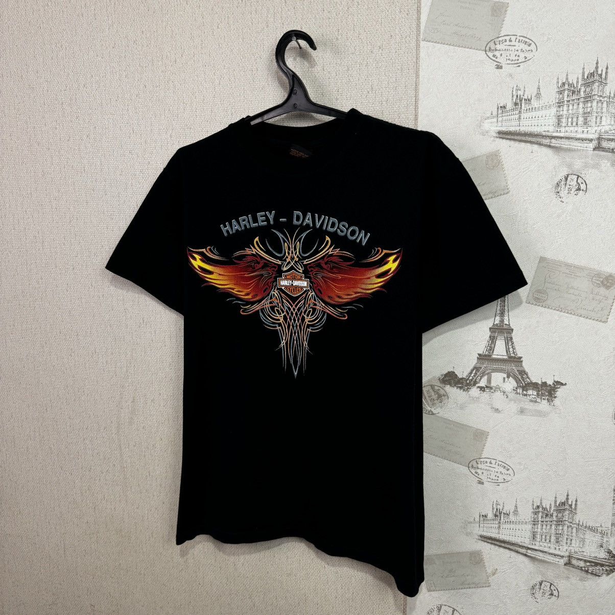Harley Davidson × Vintage Vintage Harley Davidson T shirt Fire Wings USA Biker L Size US L / EU 52-54 / 3 - 7 Thumbnail