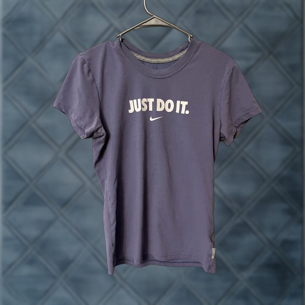 Nike Nike Dri Fit Cotton Tee Womens Size Medium Purple Just Do It Tee Size ONE SIZE - 1 Thumbnail