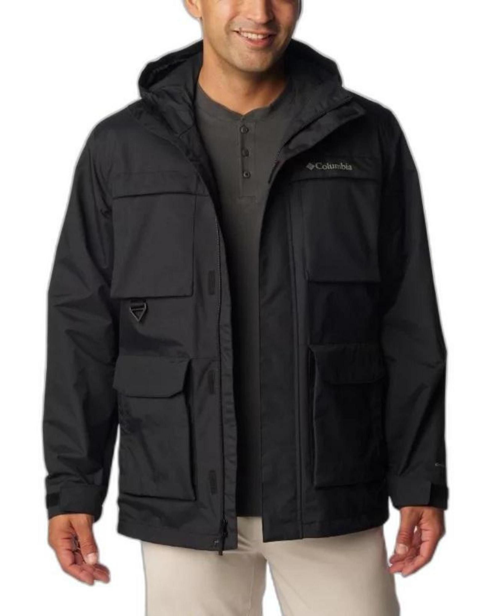 image of Columbia Plain Zip-Up Jacket With Front Pockets in Black, Men's (Size Medium)