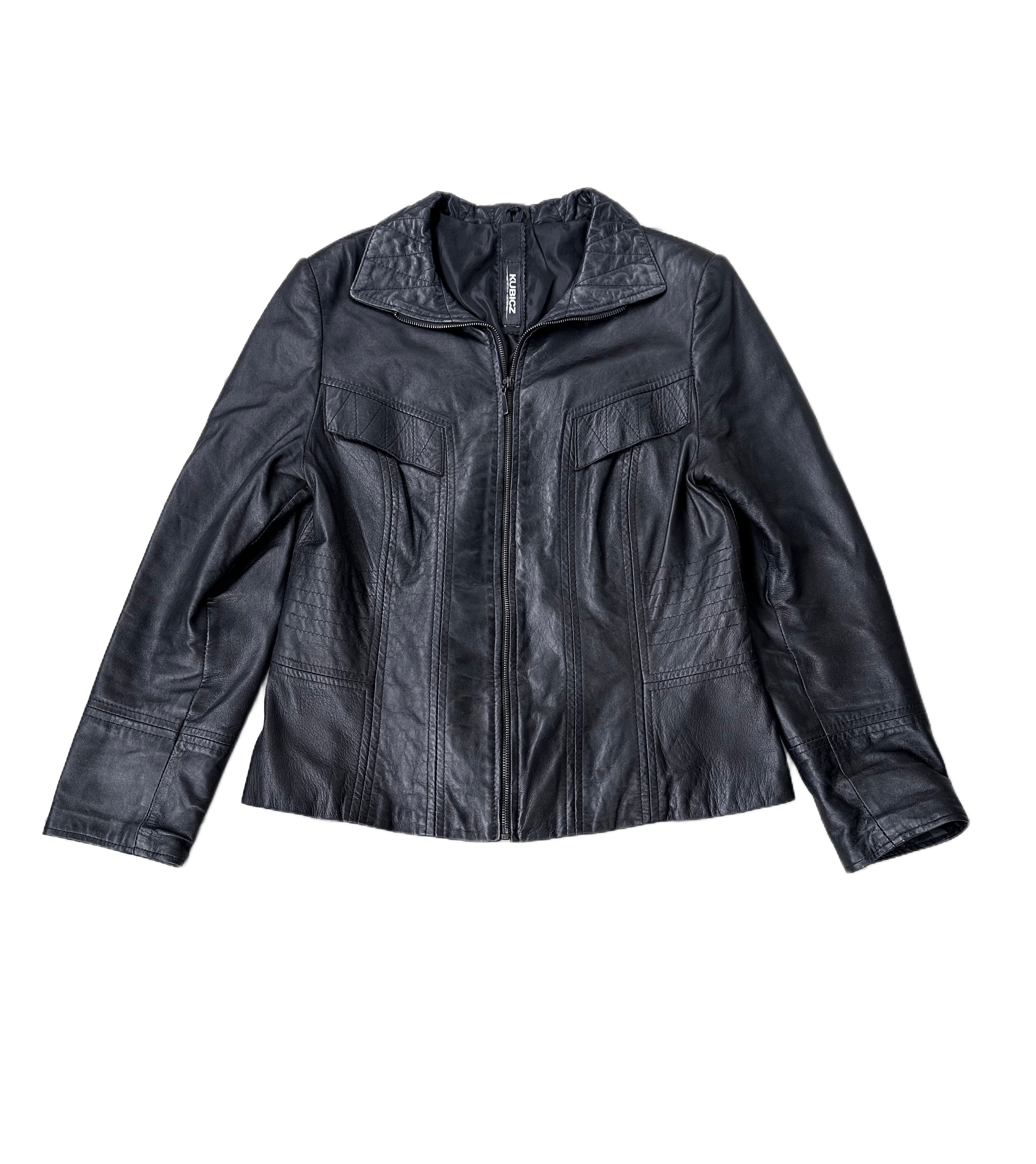 Vintage Vintage Avant Garde women biker boxy leather jacket Size L / US 10 / IT 46 - 1 Thumbnail