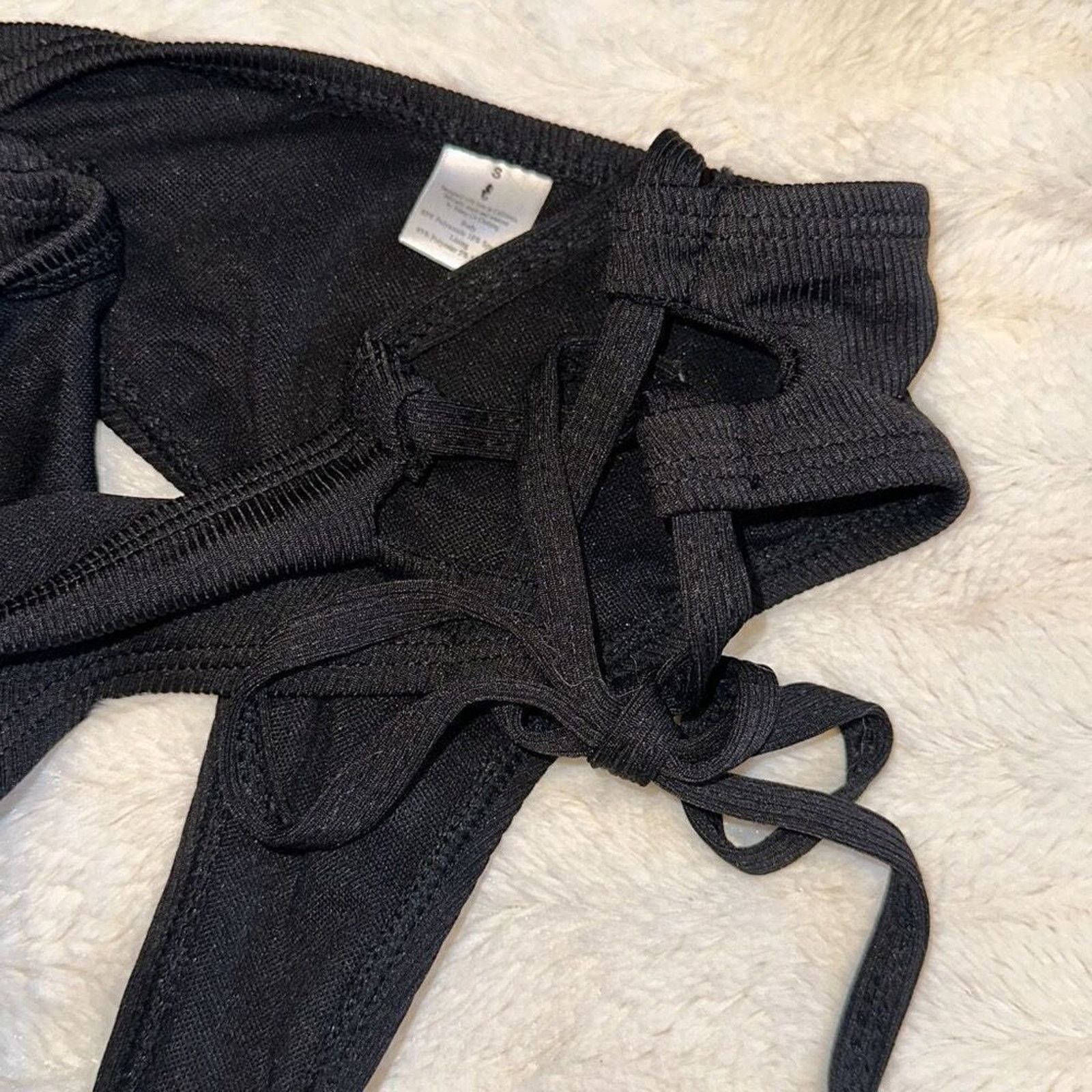 Other Black Ribbed Bandeau Bikini Set | Sz S Size ONE SIZE - 4 Thumbnail