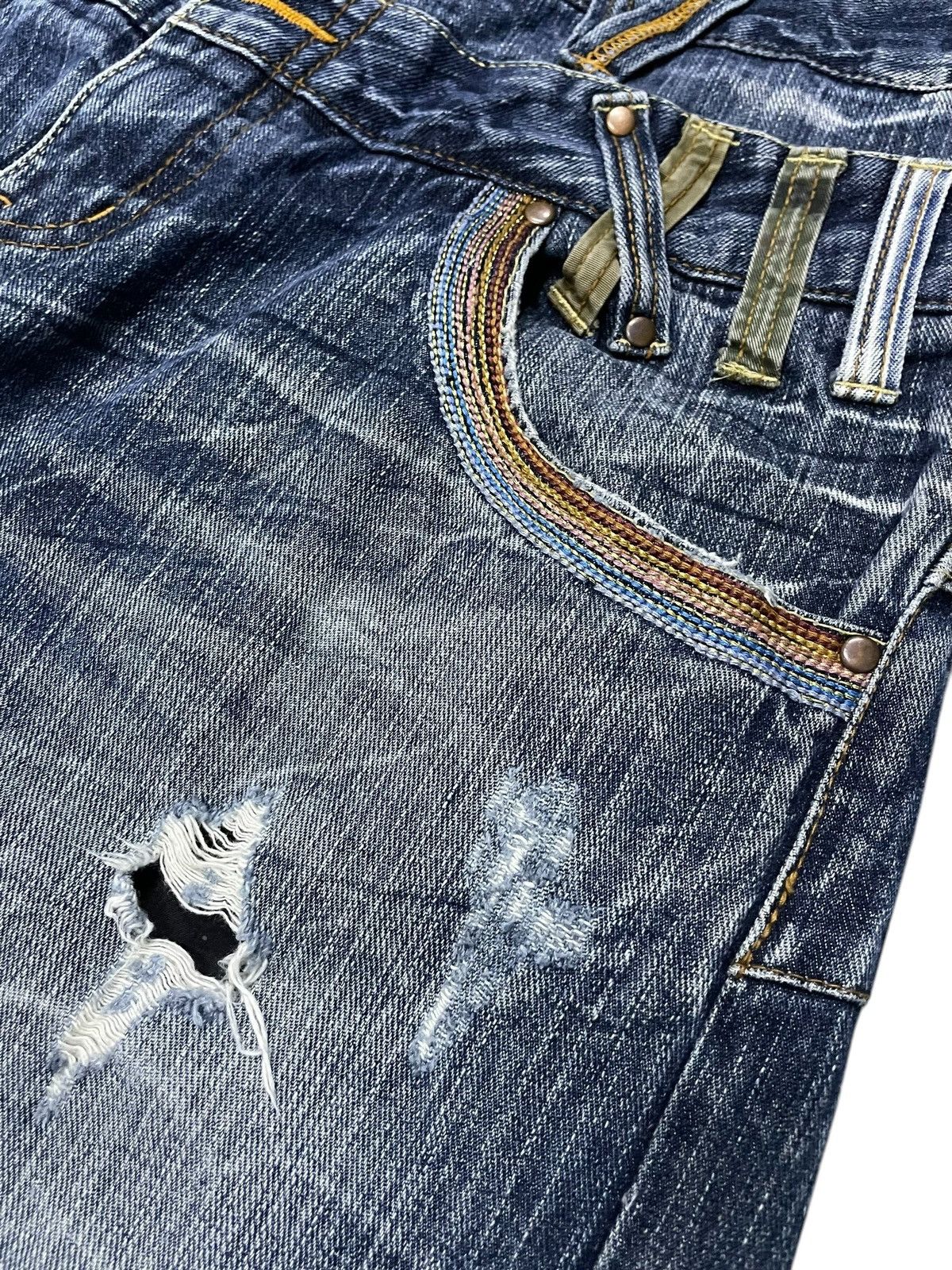 5351 POUR LES HOMMES × Japanese Brand × Tornado Mart DOMINATE Double Waist Spiral Honeycomb Wash Jeans Size US 34 / EU 50 - 8 Thumbnail