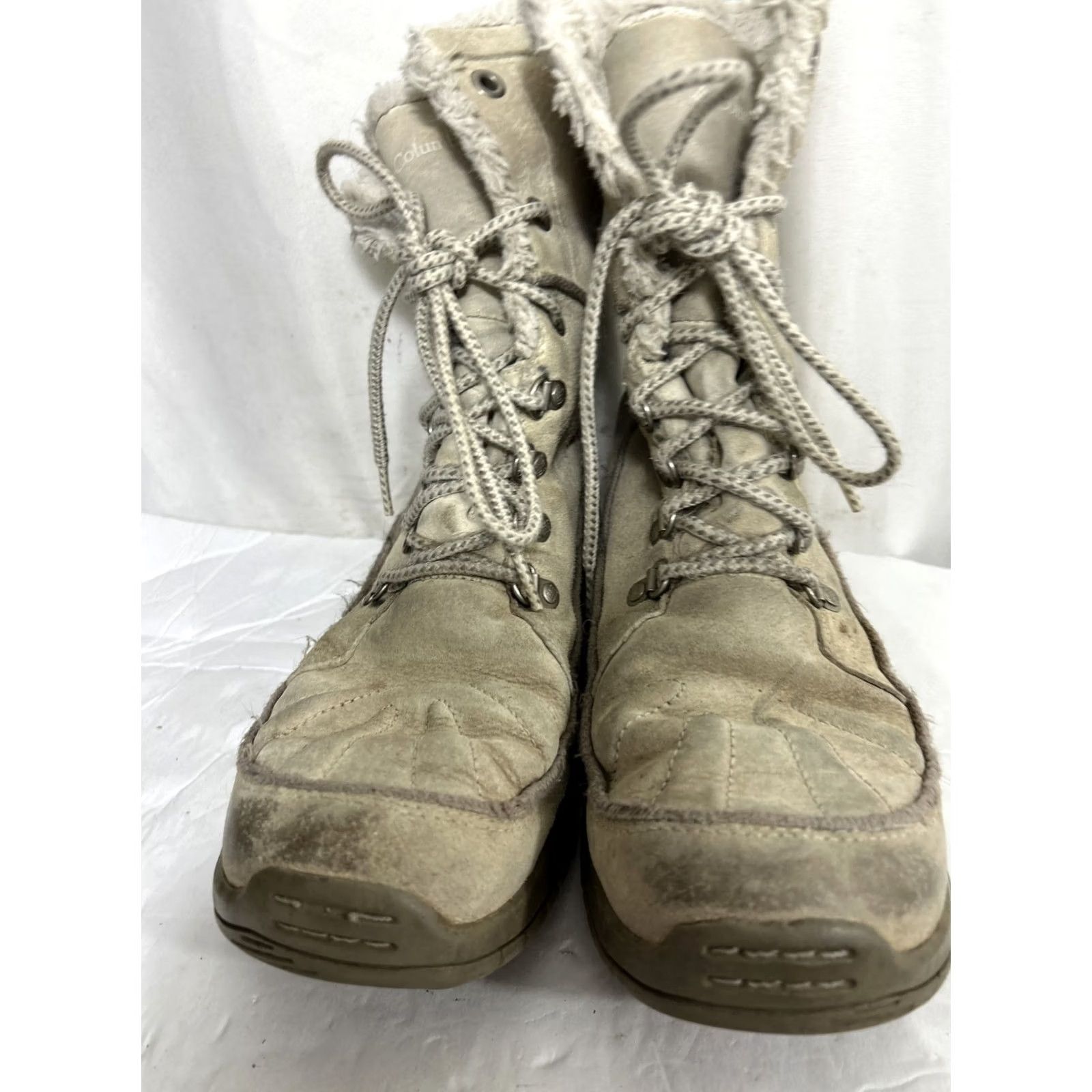 Vintage Columbia Women's Lavela II Suede Waterproof Winter Boots Thinsulate Ivory, Size US 9 / UK 7, Round Toe, Lace Up, Casual, Boot, M Width, Winter, Women Size US 7 / IT 37 - 6 Thumbnail
