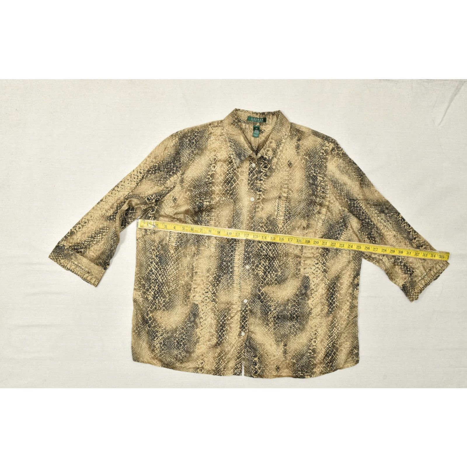 Ralph Lauren Lauren Ralph Lauren Women Button Up Top Blouse Plus Size 2X Cotton Brown 3/4 Sleeve Button-Down Shirt Womens 2X Brown Cotton Everyday Classic Size XXL / US 16-18 / IT 52-54 - 4 Thumbnail