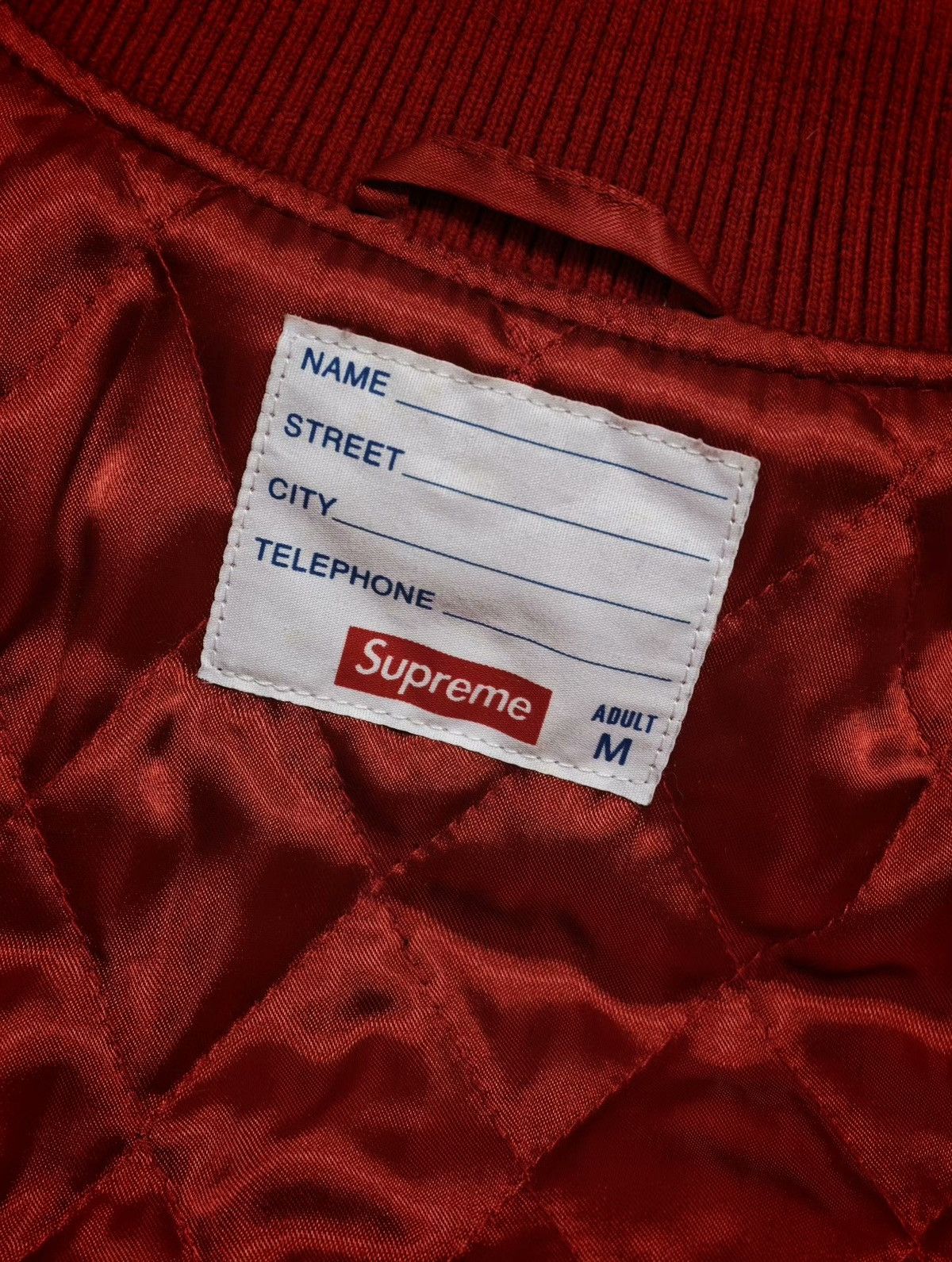 FW19 Supreme Delta Logo Varsity Jacket Red